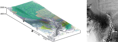 Image de l'instrument HRSC 3D et 2D du canyon d'Echus Chasma